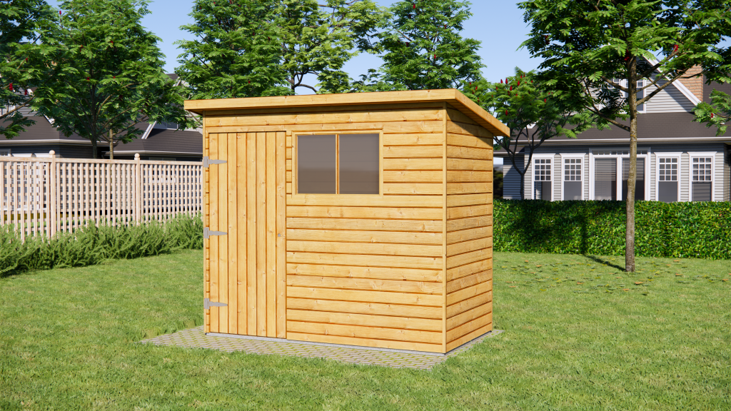 pent shed with front door - sheds n chalets